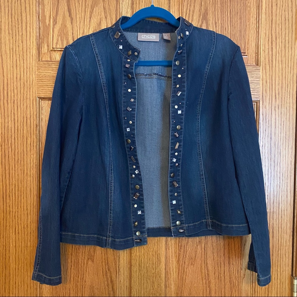 Chico’s bedazzled jean jacket